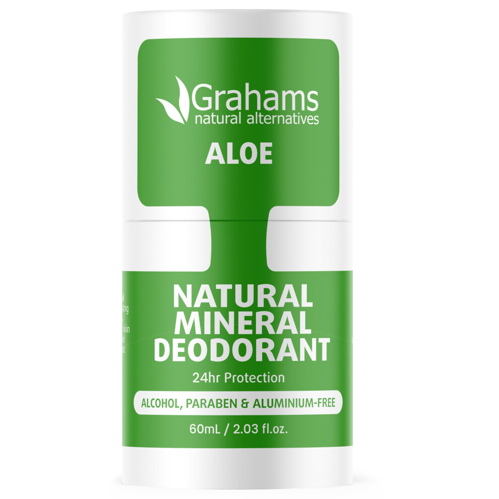 Grahams Natural Aloe Mineral Deodorant - Aluminum Free Deodorant For Men & Women - All-Day Odor Protection - Safe For Sensitive Skin, 60Ml