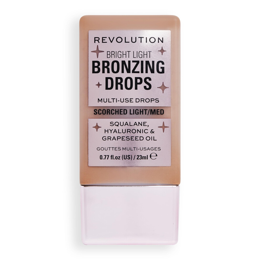 Revolution Beauty London Light/Bronze Makeup Revolution, Bright Bronzing Drops With Hyaluronic Acid, Sun-Kissed Finish, Scorched, 23Ml