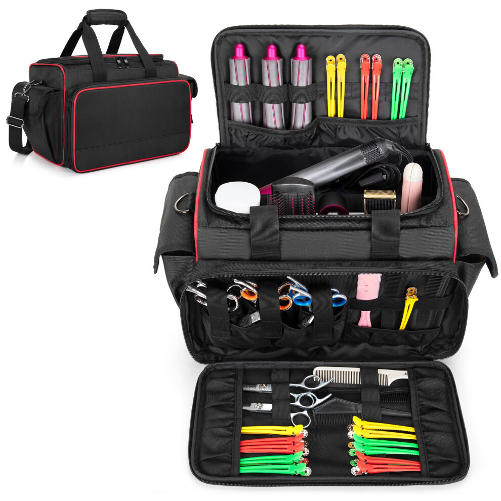 Bafaso Black Barber Bag With Adjustable Dividers, Travel Barber Case Holds Various Hair Cutting Tools (Bag Only),
