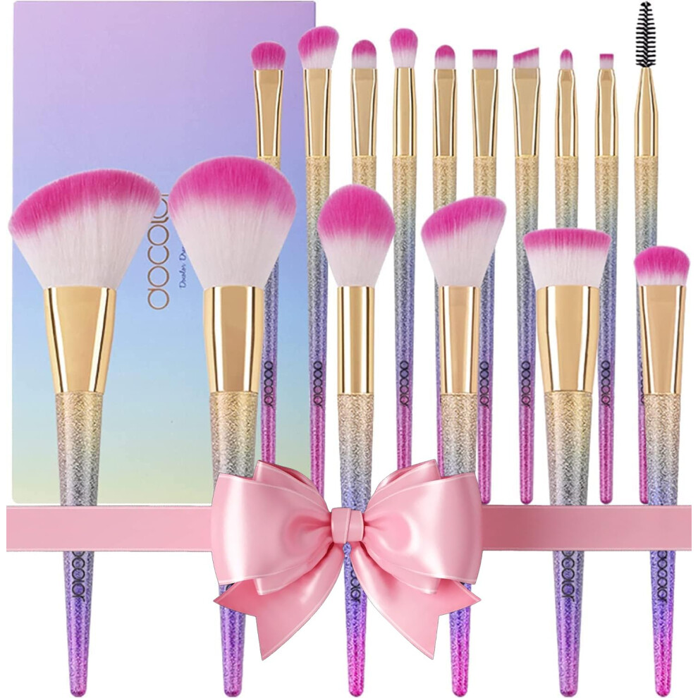 Docolor Makeup Brushes Set, Professional Make Up Brushes With Gift Box, Foundation Eyebrow Concealer Eyeshadow Bronzer Blush Contour Powder Eyeline Lip