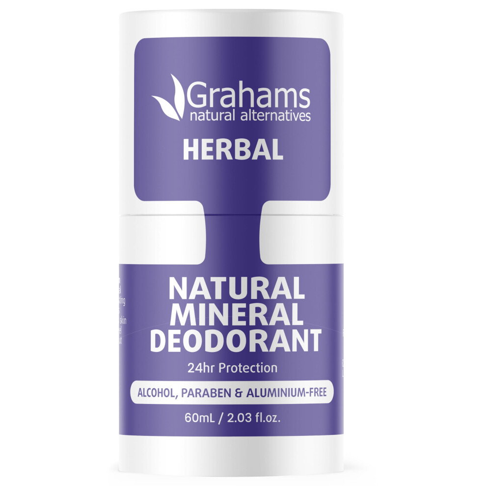 Grahams Natural Herbal Mineral Deodorant - Aluminum Free Deodorant For Men & Women - All-Day Odor Protection - Safe For Sensitive Skin, 60Ml