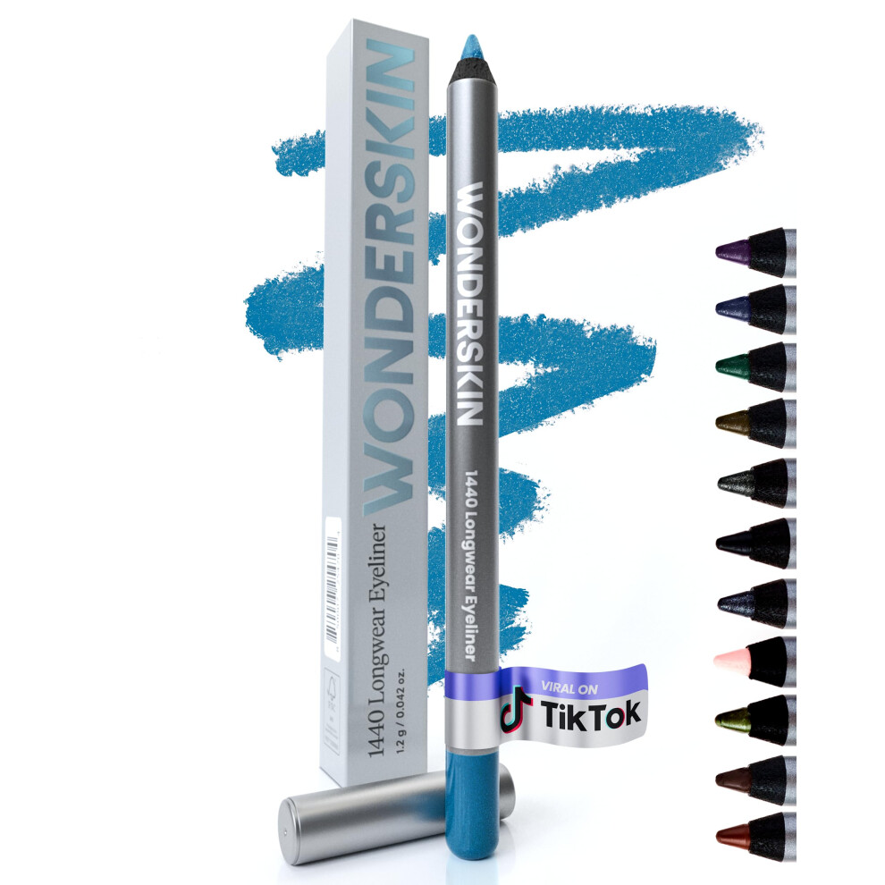 Wonderskin Blue Eyeliner Pencil, 1440 Longwear Eyeliner Pencil - Waterproof, Sharpenable & Smudge Proof