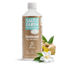 Salt of the Earth - Natural Deodorant Roll on Refill - x7 Uses - Ginger & Jasmine -100% Natural Origin Ingredients - Vegan - Suitable for Men