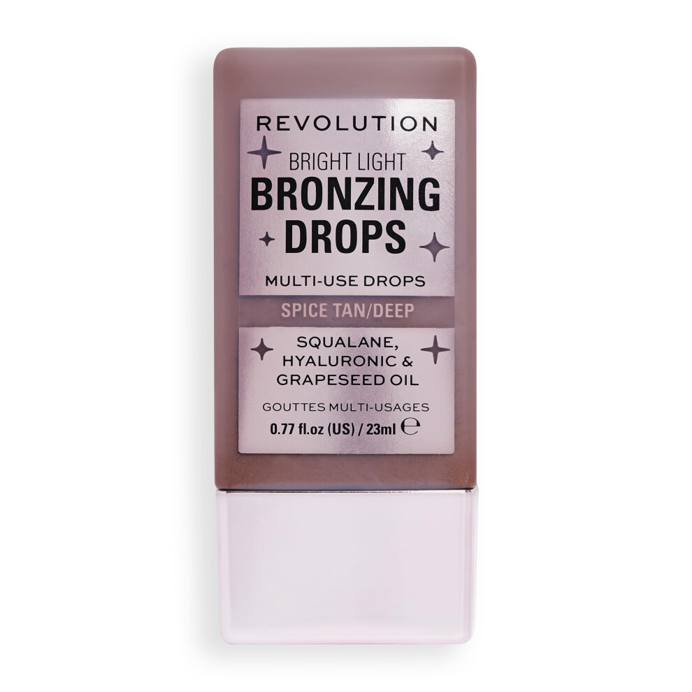 Revolution Beauty London Light/Bronze Makeup Revolution, Bright Bronzing Drops With Hyaluronic Acid, Sun-Kissed Finish, Deep Spice, 23Ml