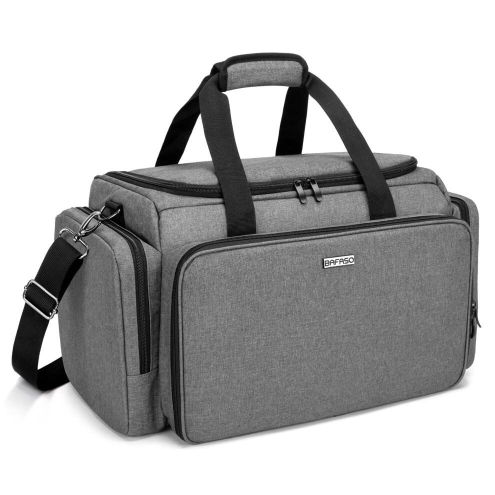 Bafaso Grey Large Barber Bag With Adjustable Dividers, Travel Barber Case Holds Various Hair Cutting Tools (Bag Only),