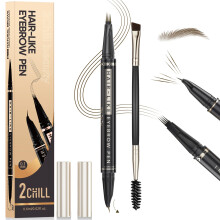 2CHILL 30 Curved Eyebrow Pencil, Magic 2 in 1 Eyebrow Pen Pro, Waterproof Eye Brow Pen with 4 Tips, Vivid Microblading Brow Pencils for Women