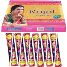 12 x Kajal Natural & Organic Brown Chemical-Free Mehndi/Henna Cones for Hand Designs. Ideal for Festivals, Celebrations, and Special Occasions