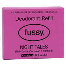Fussy - Natural Deodorant Refill - Aluminium Free - Flora Scent - 24 hour protection - 100% effective - Night Tales - Cedar, Cinnamon and Patchouli
