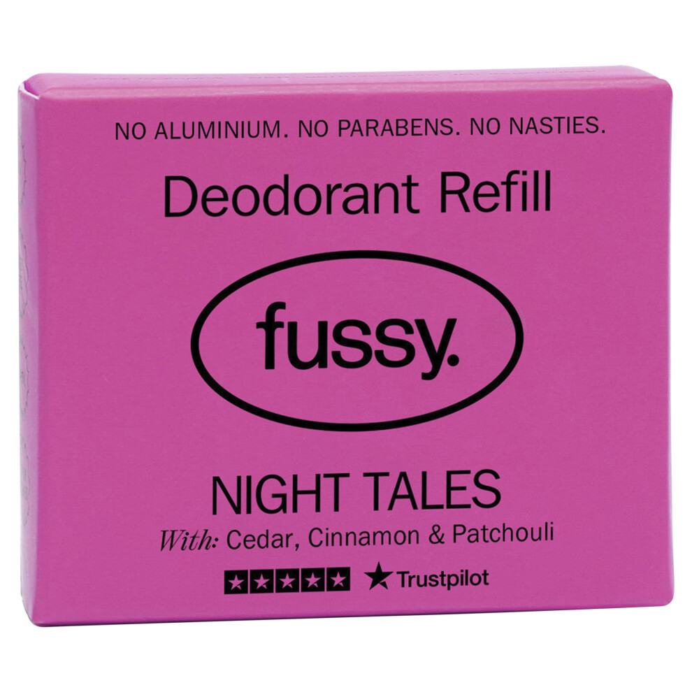Fussy - Natural Deodorant Refill - Aluminium Free - Flora Scent - 24 Hour Protection - 100% Effective - Night Tales - Cedar, Cinnamon And Patchouli