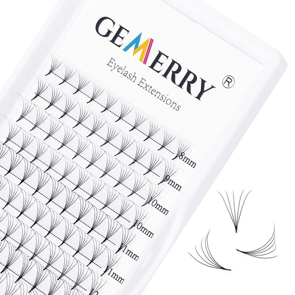 Gemerry Pre Made Fan Eyelash Extensions 5D Fans 0.07Mm C Curl 8-14Mm Mix 5D Cluster Eyelash Extension Premade Fans Volume Russian Individual Lashes Cluster