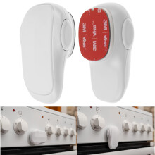 Oven Door Child Safety Lock, 2 pcs, White, with Special Heat-Resistant Adhesive, Double Safety Button, Easy to Install, Baby Oven Front Lock