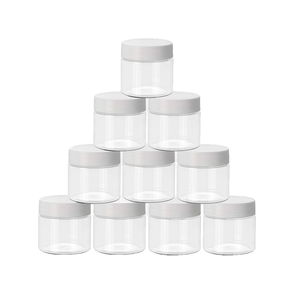 Upstore 10 Pcs 30Ml/1Oz Clear Plastic Sample Pots, Refillable Cosmetic Containers With Screw Lids, Empty Travel Makeup Storage Jars (41X39mm)