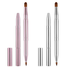 2 Pack Retractable Lip Brush for Lipstick, Double-Ended Lip Makeup Brushes Retractable with Cap Lip Gloss Lipstick Brush Applicator Travel