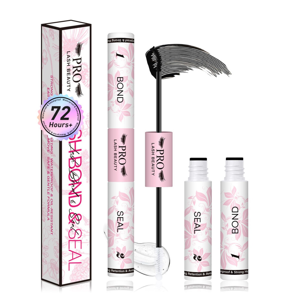 Pro Lashbeauty Black Eyelash Glue,2-In-1 Lash Bond And Seal Glue Strong Hold 72H+ Bond And Seal For Individual Eyelashes