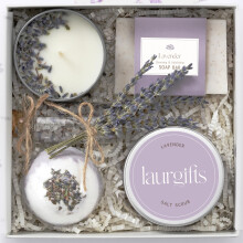 Spa Gift Box for Women – Lavender Pamper Set with Candle, Soap & Bath Treats – Luxury Birthday Gift for Her, Mum, Wife