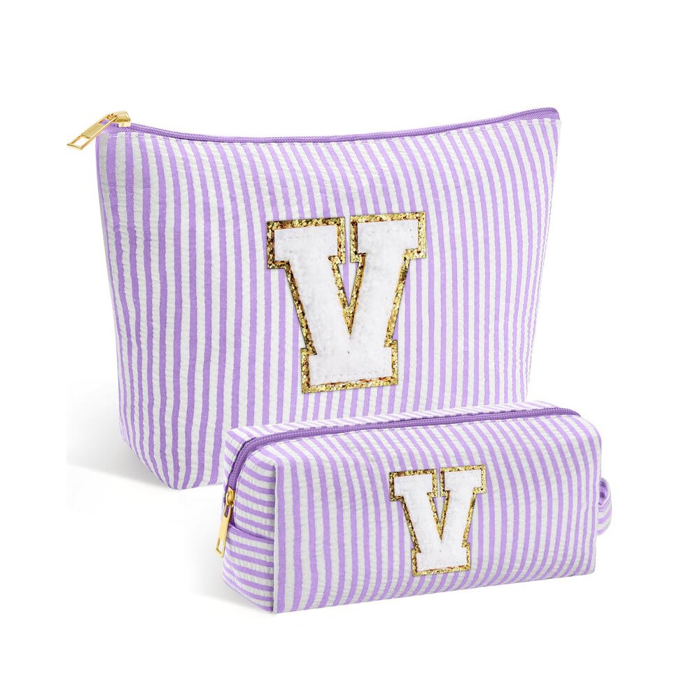 Seforico Personalized Make Up Bag - Birthday Gifts For Women Initial Makeup Bags Large Capacity A-Z Cosmetic Bags 2 Pack Makeup Bag Women's Portable