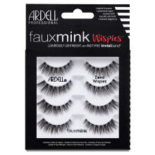 ARDELL False Eyelashes Faux Mink Demi Wispies 4 Pairs Multipack Black Medium Volume Long Length Invisiband Lightweight Silky Soft Faux Mink Eyelashes
