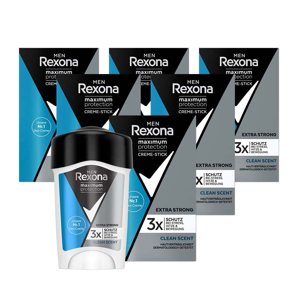 Rexona Cream Men Maximum Protection Antiperspirant Deodorant Clean Scent With 48 Hours Protection Against Strong Sweating And Body Odour 45 Ml Pack