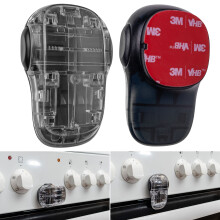 Oven Door Child Safety Lock, 2 pcs, Transparent-Black, with Special Heat-Resistant Adhesive, Double Safety Button, Easy to Install