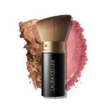 LAURA GELLER NEW YORK Retractable Black Kabuki Brush for Liquid, Cream and Powder Face Makeup With Aluminum Handle