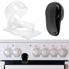 Stove Knob Covers with Oven Door Child Safety Lock, 7 pcs, for Knobs with max. Ø 1.9", 1.57" Height, 2.4" Knob Distance Center-Center