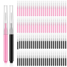 100 PCS Micro Eyebrow Brush, Brow Eyelash Lamination Brushes with Cap, Portable Eyebrow Spoolie Brush Multifunction Mini Brow Spoolies for Eyebrows