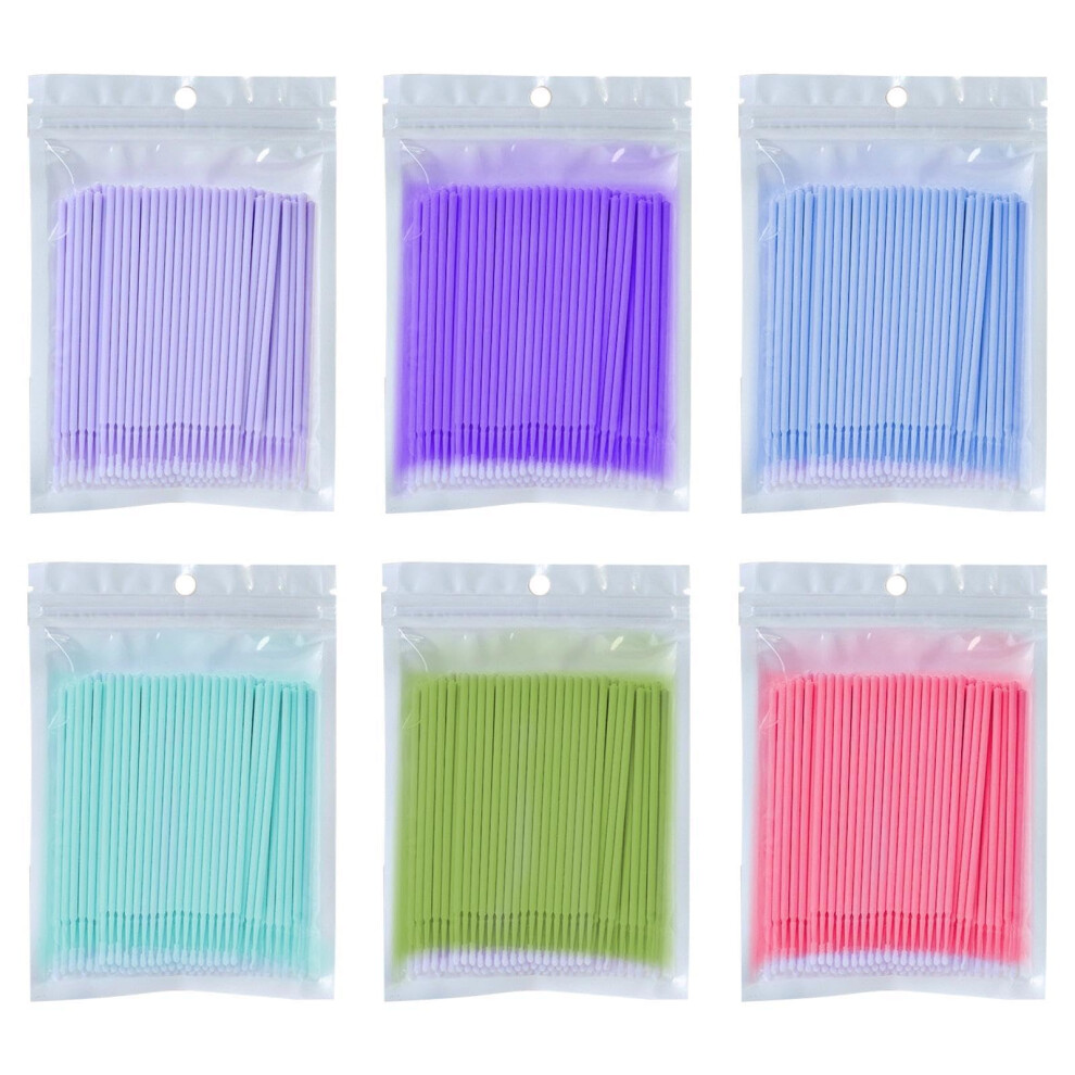 Ycsonly 600 Pcs Micro Brushes, Micropore Brushes, Micro Applicator, Applicator Eyelash For Eyelashes Extensions 6 Color, For Makeup, Dental Care And More