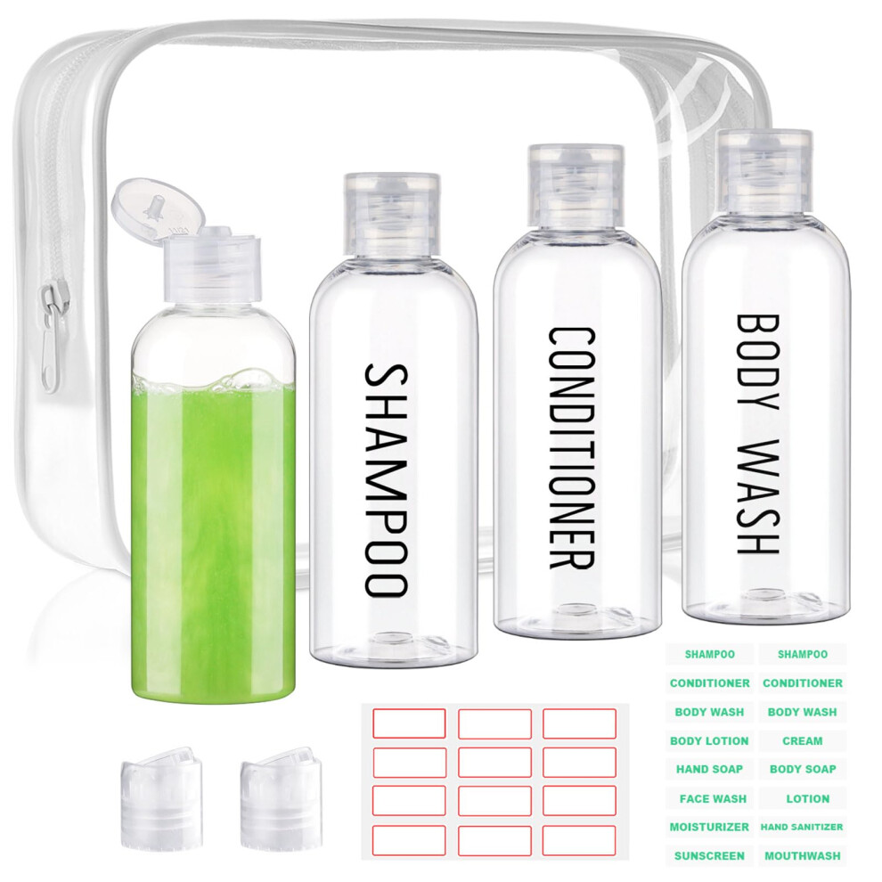Decorniqu Travel Bottles For Toiletries 100Ml 4 Pack Pre-Printed Leak Proof Travel Size Containers Tsa Approved Toiletries Refillable Squeeze Bottles