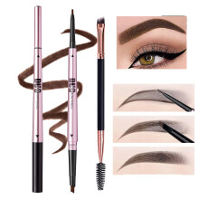 Mihqy 2 PCS Eyebrow Pencil Waterproof with Brow Brush, Dual Ended Eyebrow Pen, Automatic Makeup Cosmetic Tool(Dark Brown)
