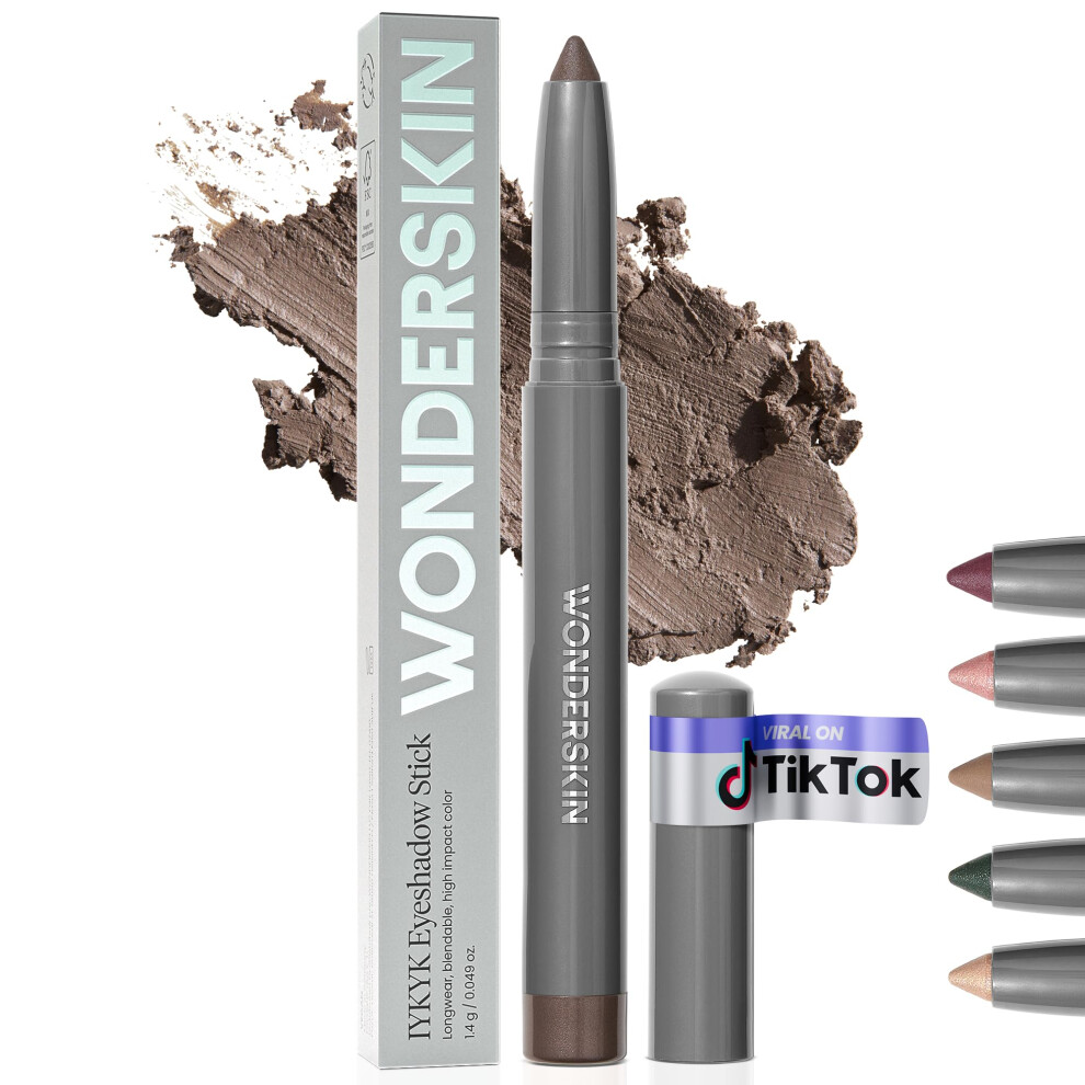 Wonderskin Iykyk Eyeshadow Stick - Longwear Eye Shadow Sticks, Budge-Proof And Waterproof Shimmer Eyeshadow Stick With Built-In Sharpener (Ash)