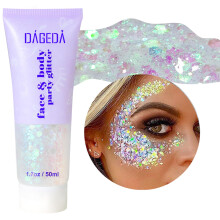 Prreal Body Glitter Gel 50ml, Face Glitters Body Gel Sequins Shimmer Liquid Eyeshadow, Chunky Glitter for Face Hair Nails