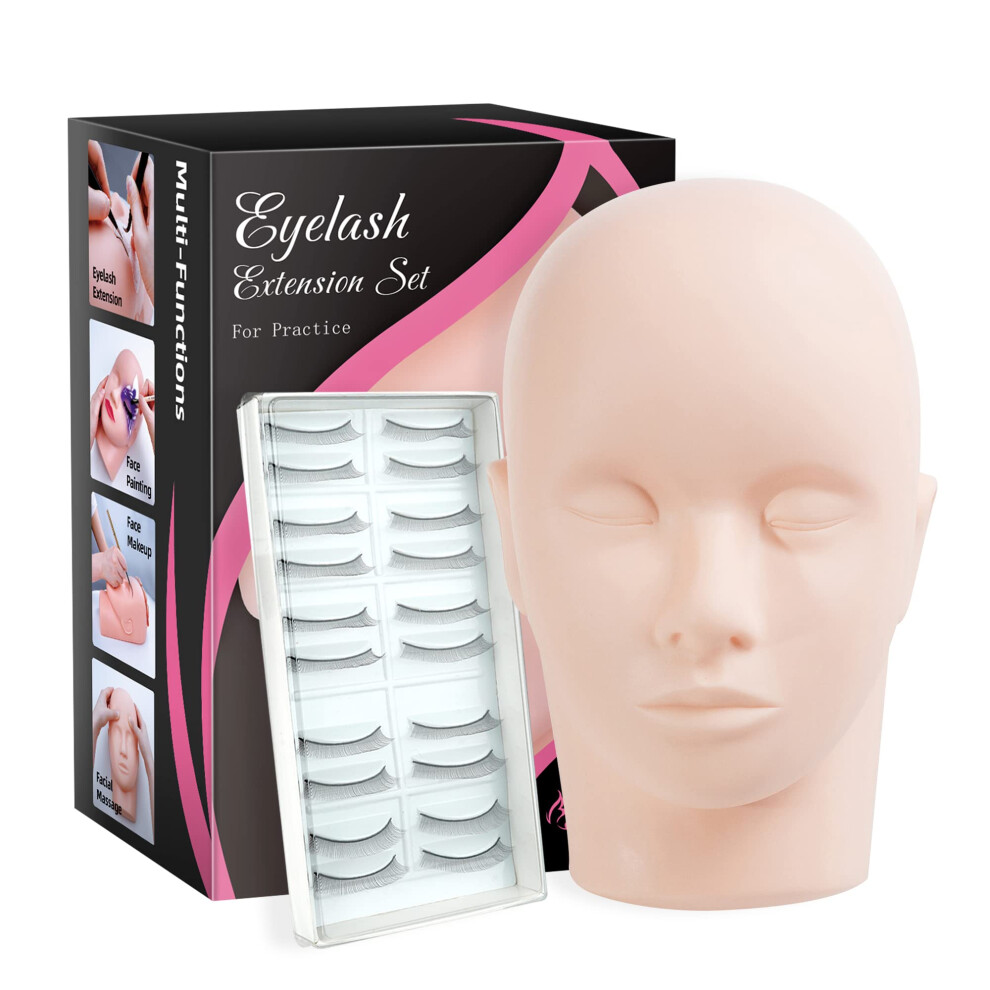 Beauty7 Eyelash Extension Mannequin Head Silicone Face With Detachable Eyelids, Washable Simulation Silicone Eyelash Practice Face Makeup Training
