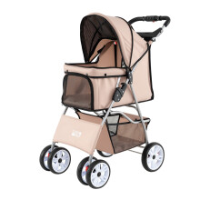 Faltbarer Haustierbuggy mit Netzgewebe, Geländerädern, Beige
