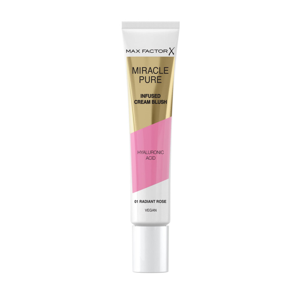 Max Factor Miracle Pure Blush 01 Radiant Rose, Moisturising, Plumps & Hydrates, Buildable Glow, Infused With Hyaluronic Acid & Squalene Cream