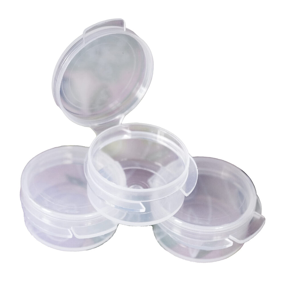 Shc Web 10 X 5Ml Mini Hinged Lid Pots - Make Up Travel Containers - Sample Jars - Translucent - Pills/Medication - Everyday Carry Edc