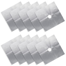 SZCXDKJ 10 Pieces Silver Gas Hob Protectors,Non-Stick Stove Cover Washable,Reusable,Burner Protector Heat Resistant Stovetop Sheets Easy Clean for
