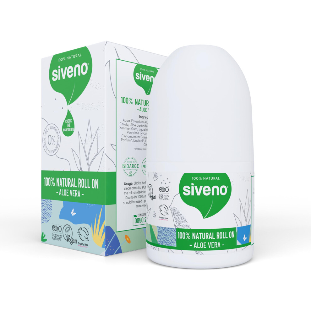 Siveno ,Natural Roll-On Deodorant-Aloe Vera 50Ml (Aloe Vera)