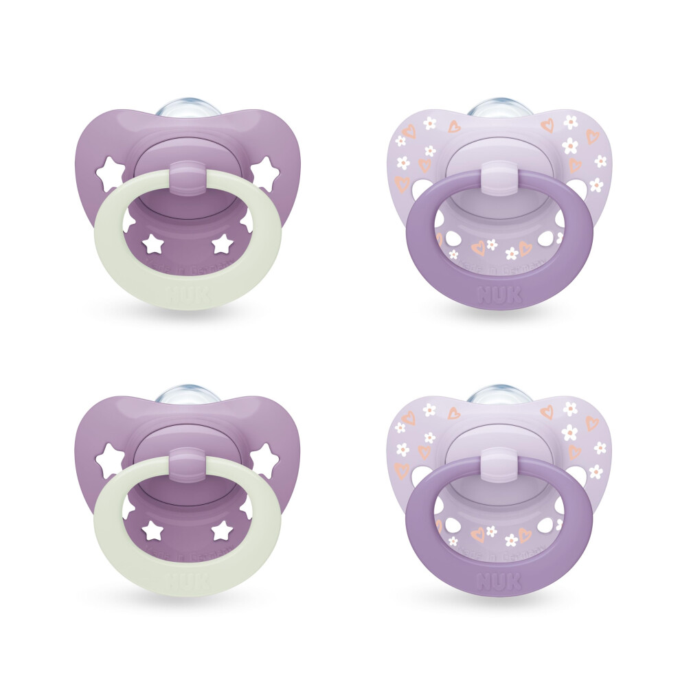 First Choice Classic Night Baby Dummies | 6-18 Months | Orthodontic Soothers That Glow In The | 95% Baby Acceptance** | | 4 Count Dark/Purple Nuk