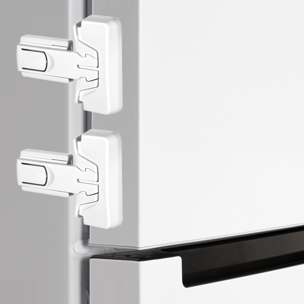 2 Pack Fridge Lock With Adhesive Freezer Latch To Keep Door Closed, Refrigerator Fridge Freezer Door Lock No Tools Required(White) White Divina Vitae
