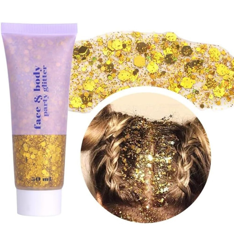 Beliky Girl Body Glitter Gel, 50Ml Face Glitters Body Sequins Shimmer Liquid Eyeshadow, Mermaid Sequins Liquid Holographic Glitter Gel