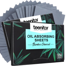 Teenitor Blotting Paper for Oily Skin, 200 Sheets Natural Bamboo Charcoal Oil Blotting Sheets for Face