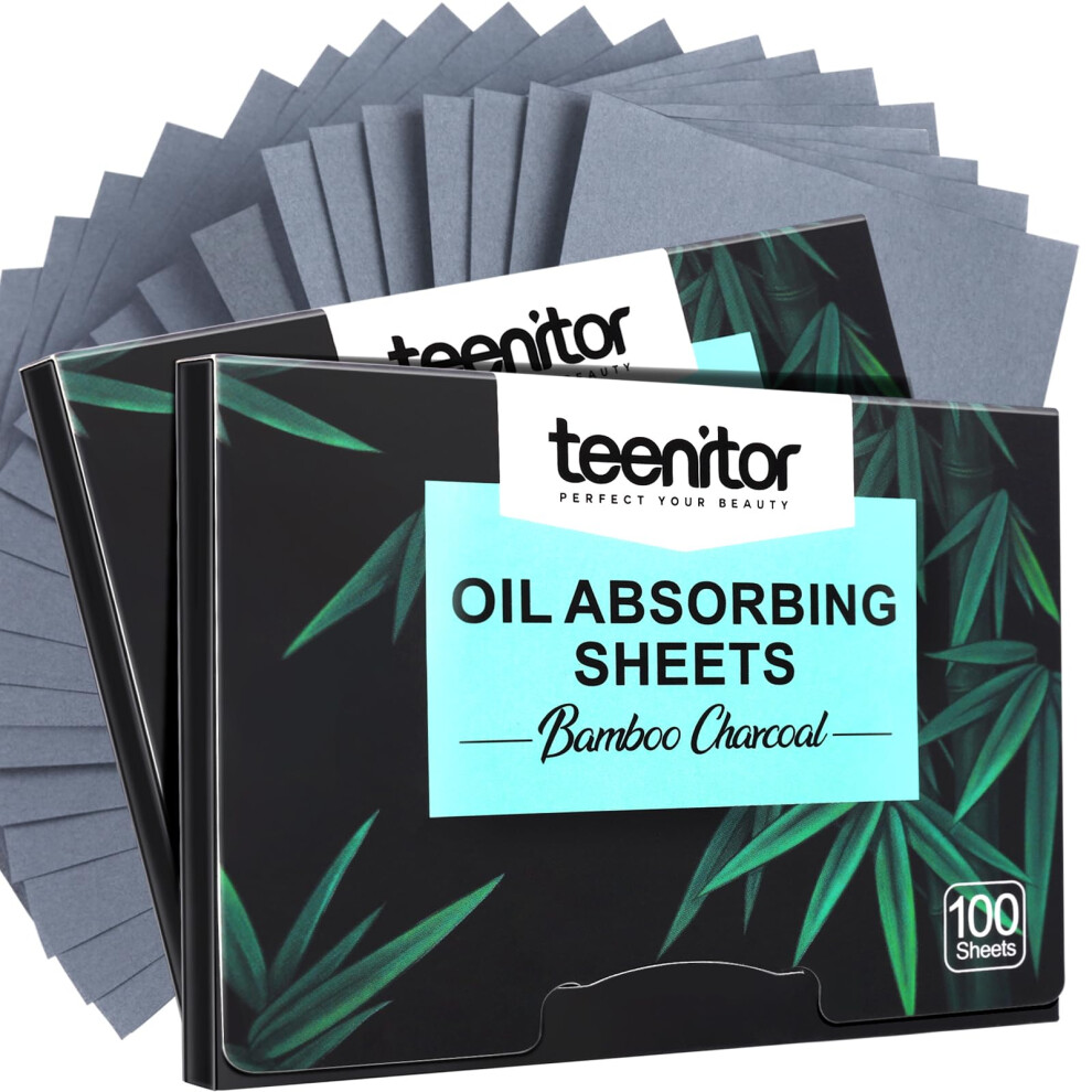 Teenitor Blotting Paper For Oily Skin, 200 Sheets Natural Bamboo Charcoal Oil Blotting Sheets For Face