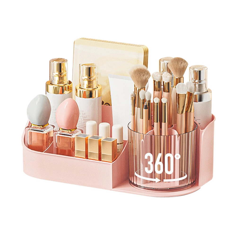 Dasiton Large Capacity Makeup Organiser With 360 Rotating Makeup Brush Holder, Perfume And Skincare Storage Organisers For Vanity Bathroom