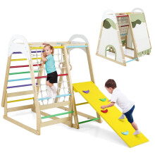 Indoor-Spielset aus Holz mit Rutsche und Klettergerüst