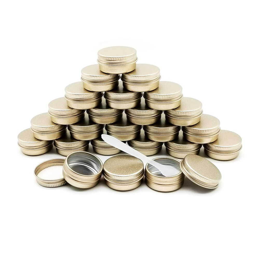 Wopanxye 24Pcs Aluminum Tin Jars, 10Ml Empty Cosmetic Container Pots, Travel Makeup Tin With Screw Lids