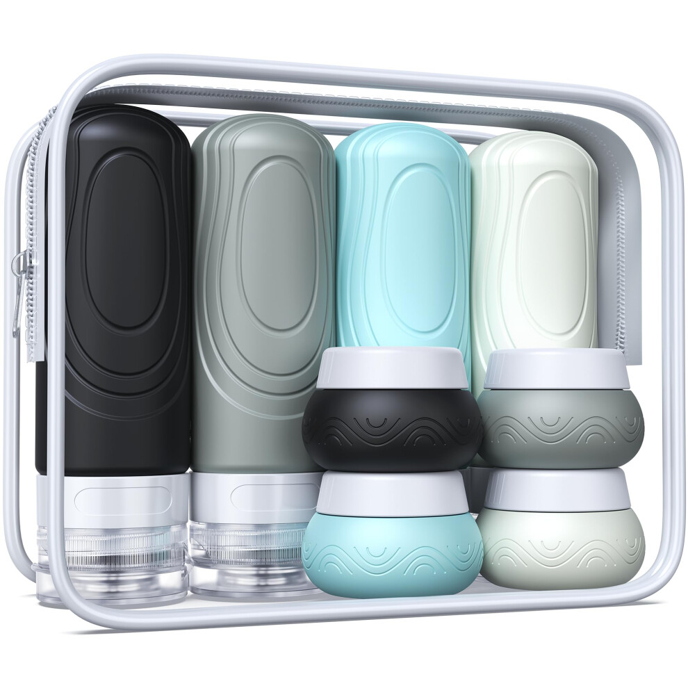 Aeomni 8 Pack Travel Bottles For Toiletries, Tsa Approved Silicone Travel Essentials, Travel Size Toiletries Leak-Proof Refillable Travel Containers