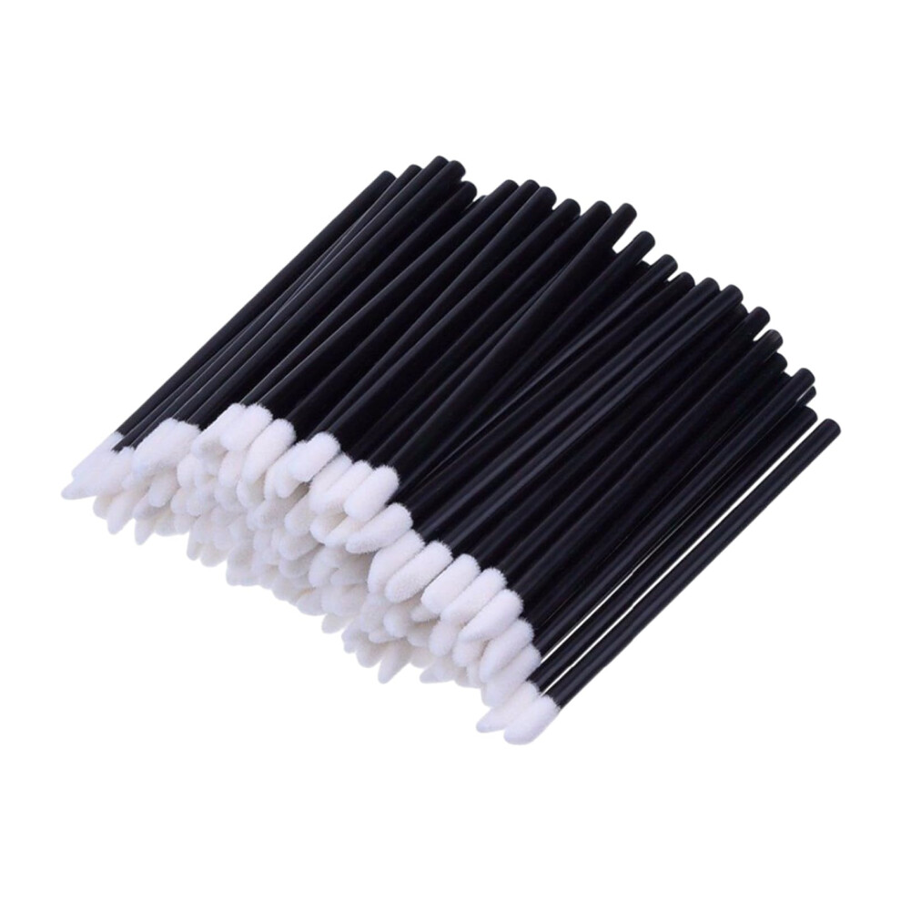 Doukesh Black 100Pcs Disposable Lip Brushes, Disposable Lip Wands, Lipstick Applicator Lip Gloss Concealer Brushes Eyeshadow Applicator Tool Cosmetic Brush