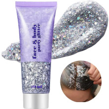Beliky Girl Body Glitter Gel, 50ml Face Glitters Body Sequins Shimmer Liquid Eyeshadow, Mermaid Sequins Liquid Holographic Glitter Gel