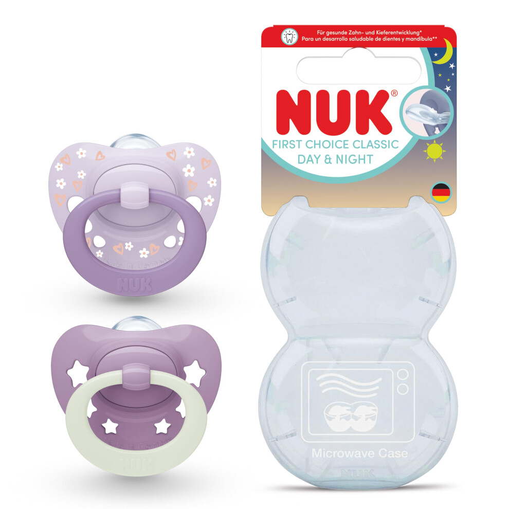 First Choice Classic Night Baby Dummies | 6-18 Months | Orthodontic Soothers That Glow In The | 95% Baby Acceptance** | | 2 Count Dark/Purple Nuk