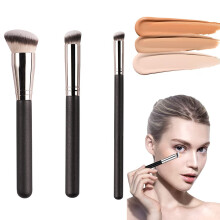 3 Pcs Makeup Brushes, Foundation Brush Face Brush Concealer Brushs Make Up Brushes Kit Flawless for Blending Liquid Cream and Powder, Buffing